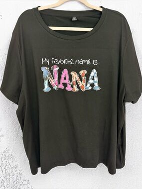 SHEIN Black Tee with Colorful NANA Letters super soft- size 5XL